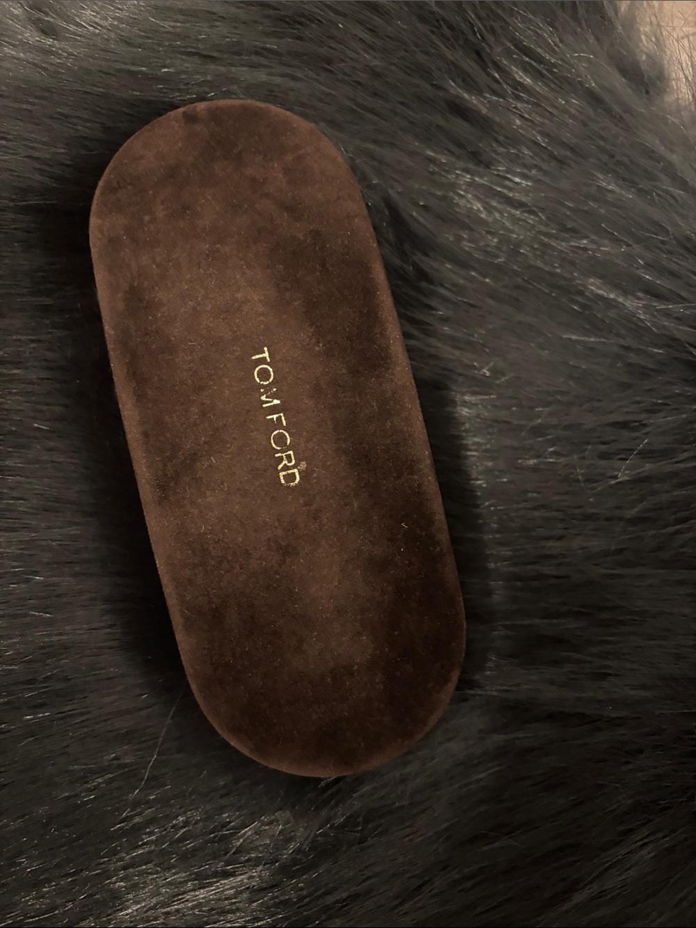 Tom Ford Brown Velvet Sunglasses Case with Gold Logo